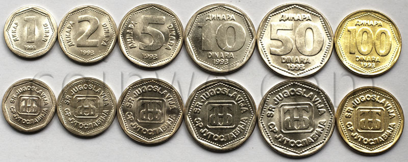 Yugoslavia 6 coins set 1993